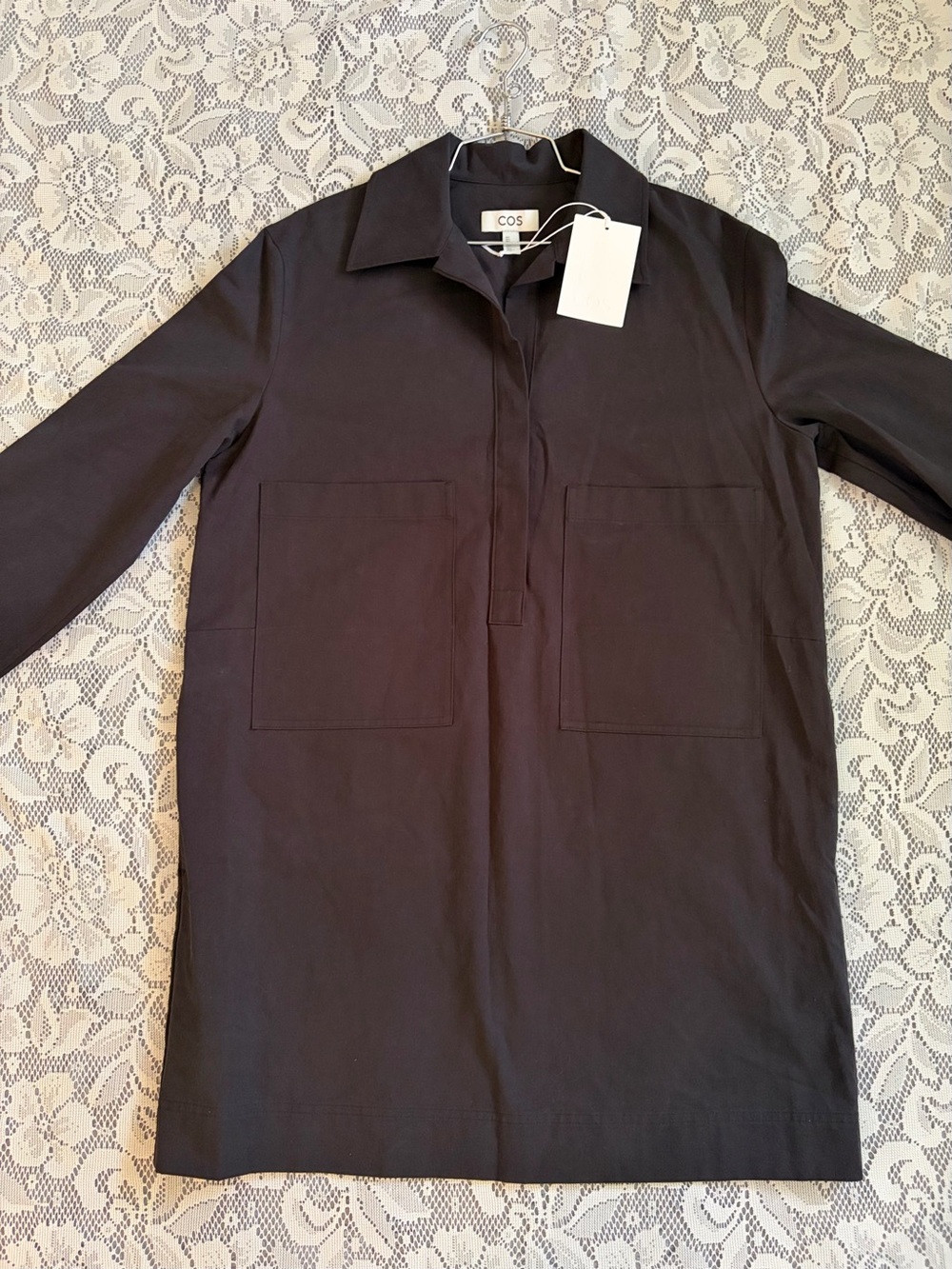 COS Black 100% Cotton Utility Mini Shirt Dress Minimalist Shift Dress - Picture 5 of 10